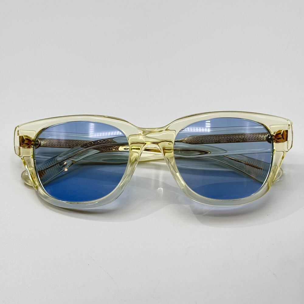Eyevan Sunglasses Flash-E ECRTY-LT.BLU Ecru Square Frame Blue Lens 54-22-145 New